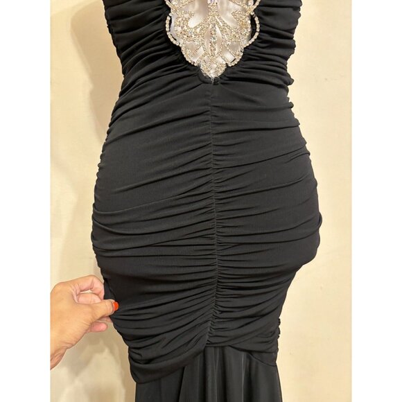 Stunning Cache Ruched Mermaid Bustier Maxi Dress Evening Gown Rhinestone Cut out - Picture 4 of 11